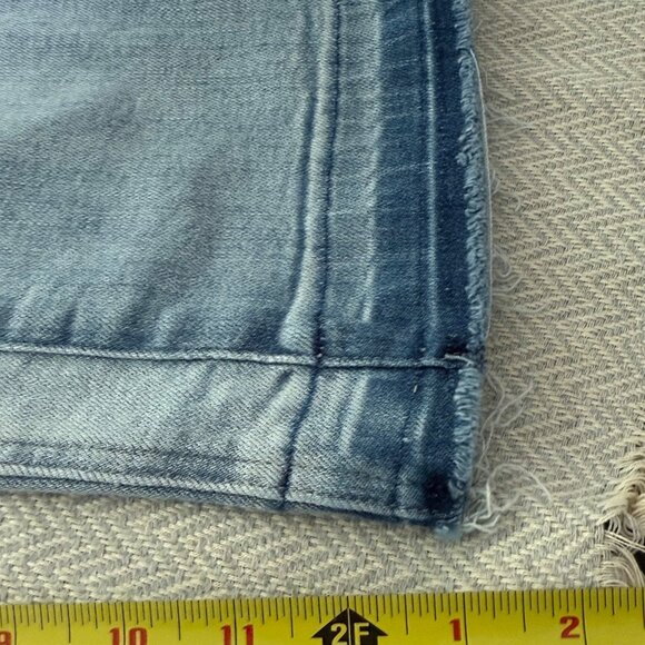 Risen Jeans Womens 1XL Blue Straight Leg Patchwork Light Wash High Rise Stretch - Picture 8 of 13